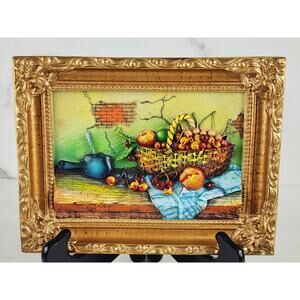 Fruit Picture Raised 3-D Gold Frame Artmark 8 1/2" Sculpted Wall Art Decor 2000